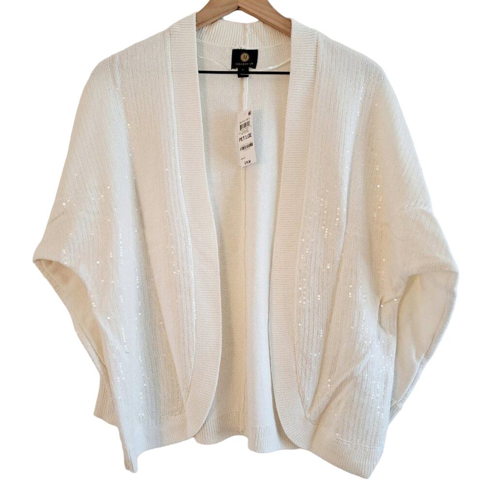 JM Collection Sequin Long Sleeve Open Front Cardi… - image 2